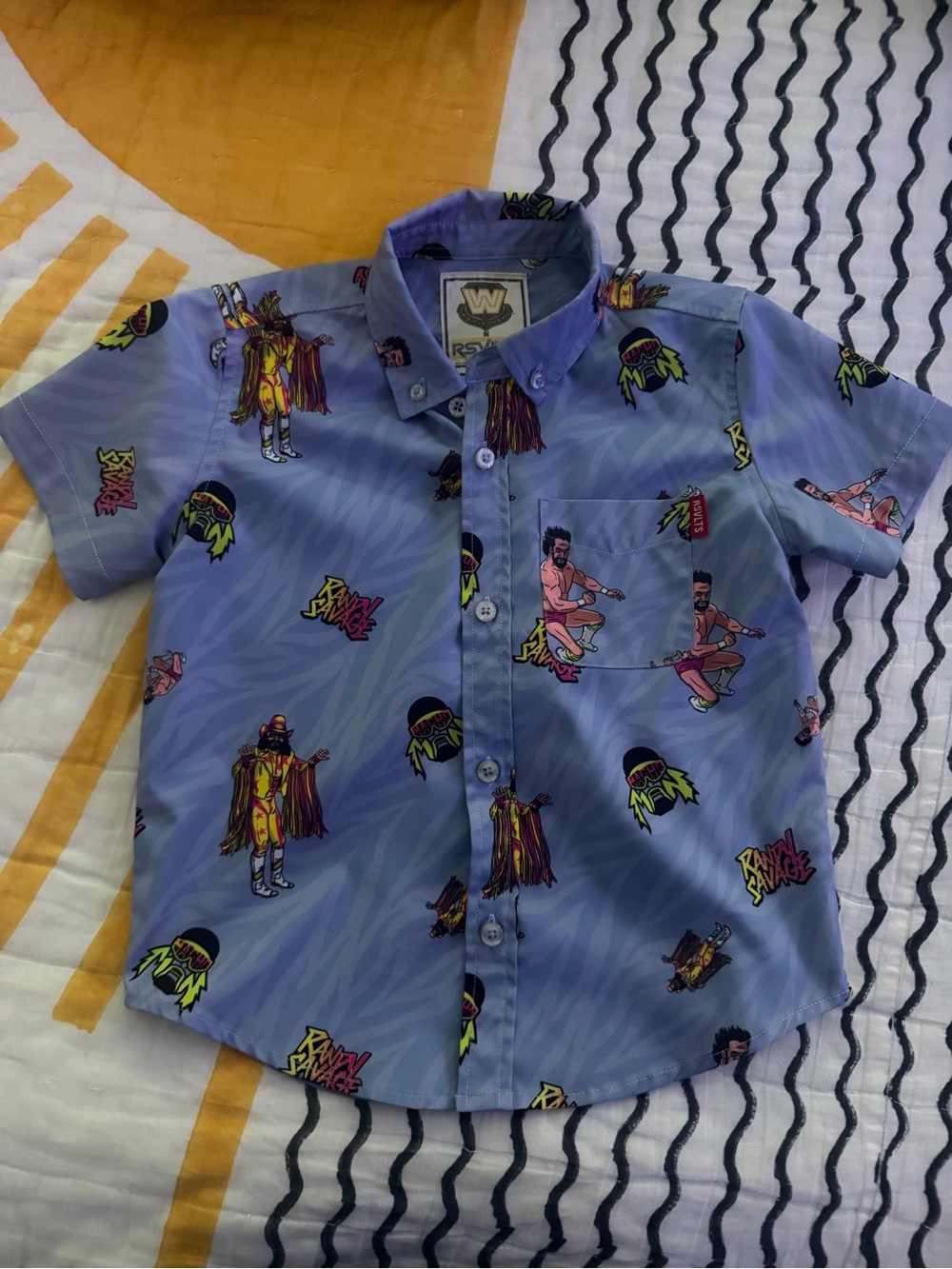 RSVLTS WWE Macho Man Short-Sleeve Button-Down with Wrestler Print